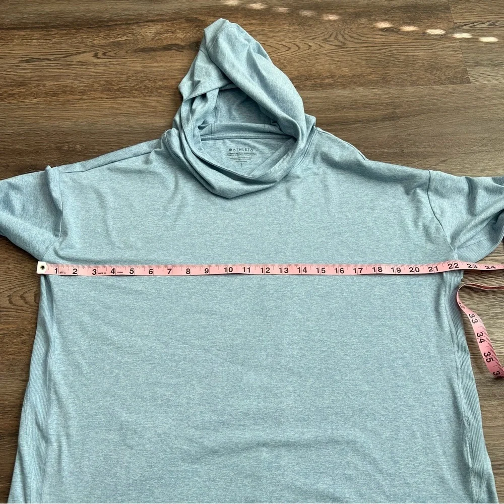 ❄️ Athleta Uptempo Hoodie Heron Blue Heather Large Lightweight Athletic Pullover - Picture 7 of 8